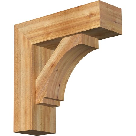 Imperial Block Rough Sawn Bracket W/ Offset Brace, Western Red Cedar, 8W X 26D X 26H